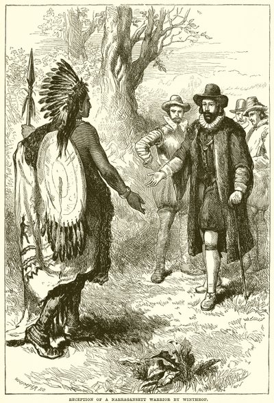 Empfang eines Narragansett-Kriegers durch Winthrop von English School