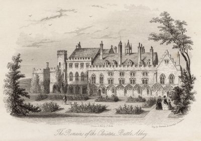 Überreste der Kreuzgänge in Battle Abbey von English School