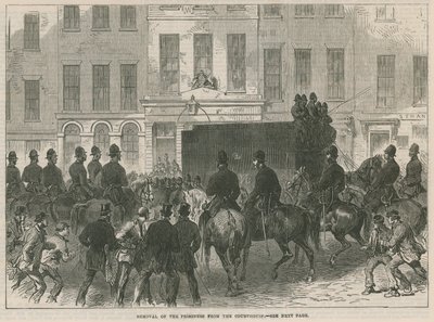 Verlegung der Fenian-Gefangenen vom Gerichtsgebäude an der Bow Street von English School