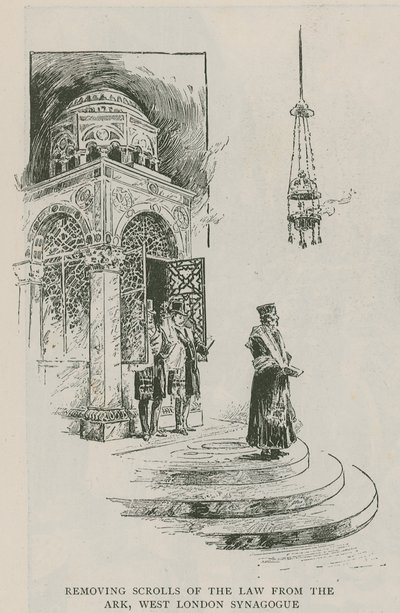 Entfernen der Gesetzesrollen aus der Lade, West London Synagogue von English School