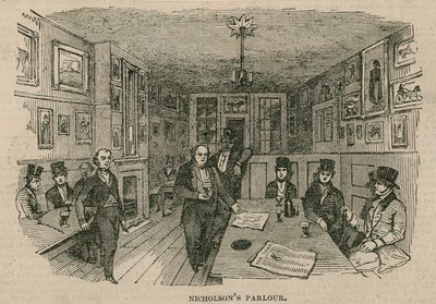 Renton Nicholsons Wohnzimmer, Garricks Head Hotel, Bow Street, London von English School