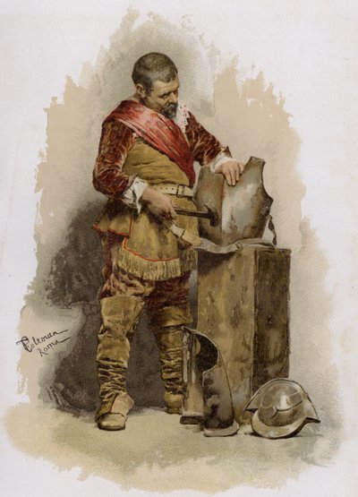 Rüstung reparieren (Chromolithografie) von English School