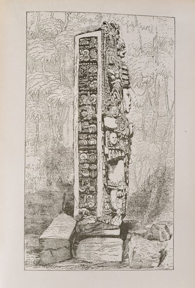 Darstellung von Maya-Hieroglyphen auf einer Stele, aus 