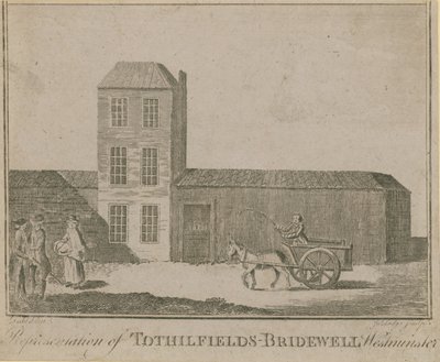 Darstellung des Tothill Fields Bridewell von English School