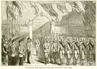 Rückkehr der Truppen aus dem Ashanti-Krieg, 1874 von English School