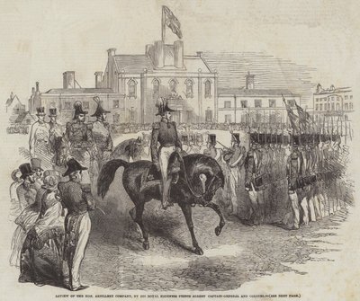 Überprüfung der Honourable Artillery Company durch Seine Königliche Hoheit Prinz Albert, Hauptmann-General und Oberst (Gravur) von English School