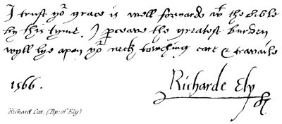 Richard Cox, Bischof von Ely von English School
