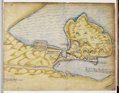 Richard Grenvilles Plan von Tintagel, ca. 1583 von English School