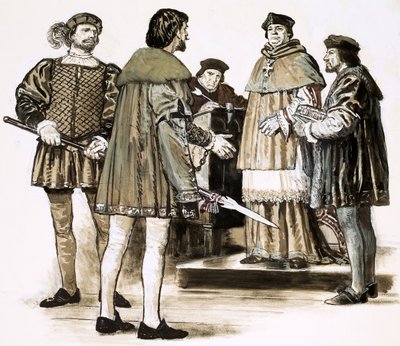 Richard Hunne wird vom Bischof von London Richard Fitzjames befragt von English School