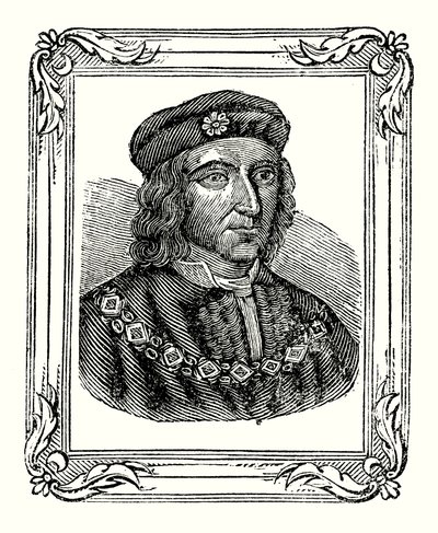 Richard III wurde 1450 geboren, 1483 gekrönt, 1485 getötet (Gravur) von English School