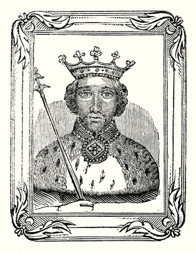 Richard II wurde 1366 geboren, 1377 gekrönt und 1399 ermordet (Gravur) von English School