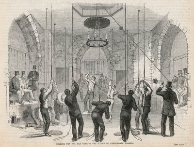 Das alte Jahr ausläuten im Glockenturm der Cripplegate Kirche von English School