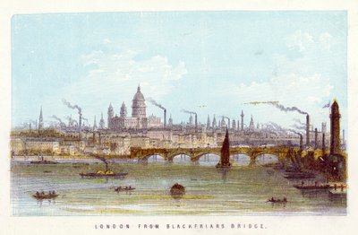 Fluss Themse: London von der Blackfriars Bridge von English School