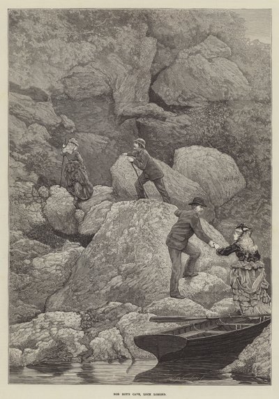 Rob Roys Höhle, Loch Lomond (Stich) von English School