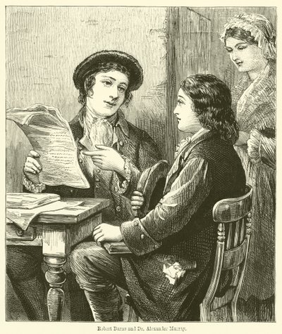 Robert Burns und Dr. Alexander Murray (Gravur) von English School