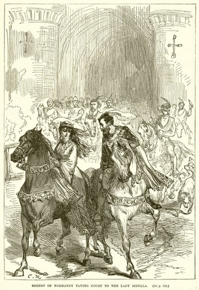 Robert von der Normandie wirbt um die Dame Sibylla von English School