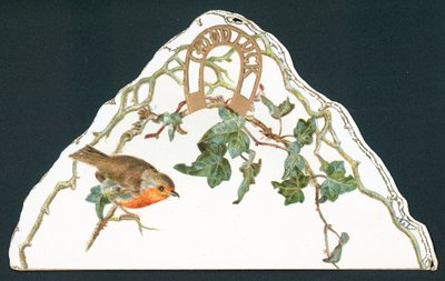 Rotkehlchen und Glückshufeisen, Weihnachtskarte von English School