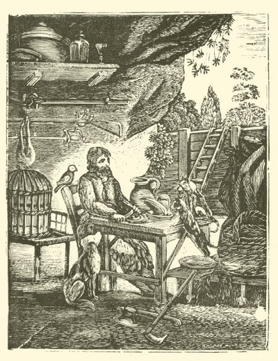 Robinson Crusoe (Holzschnitt) von English School