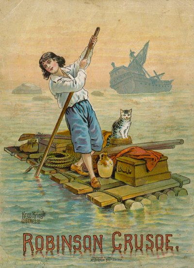 Robinson Crusoe auf seinem Floß von English School