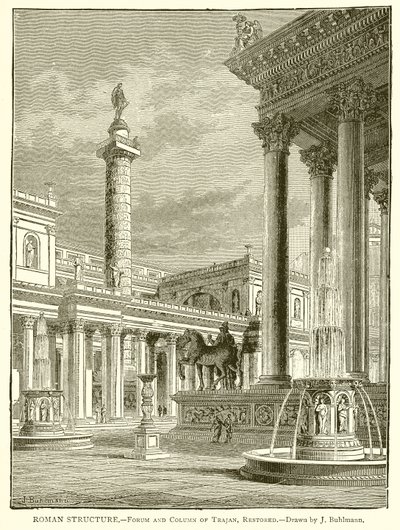 Römische Struktur.—Forum und Trajanssäule, restauriert von English School