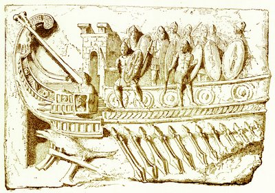 Römische Galeere, Illustration aus Geschichte Roms von Victor Duruy, veröffentlicht 1884 von English School
