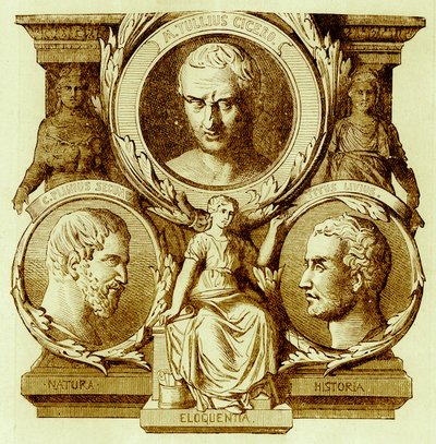 Römische Literatur, Illustration aus Geschichte Roms von Victor Duruy, veröffentlicht 1884 von English School