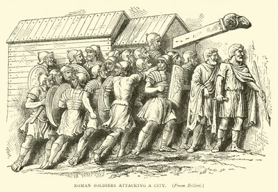 Römische Soldaten greifen eine Stadt an von English School