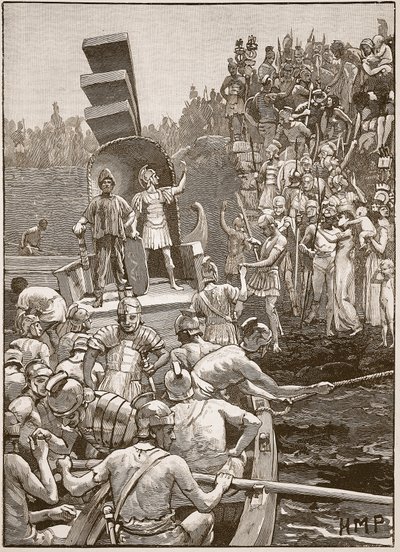 Römische Soldaten verlassen Britannien, Illustration aus Cassells Illustrierter Geschichte Englands von English School