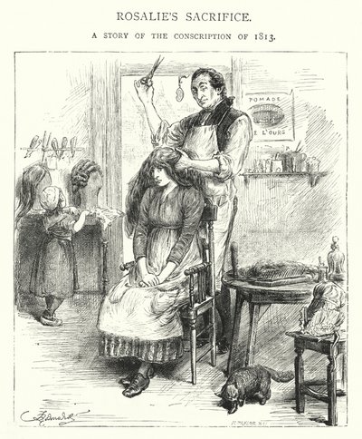 Rosalies Opfer, Eine Geschichte der Konskription von 1813 (Gravur) von English School