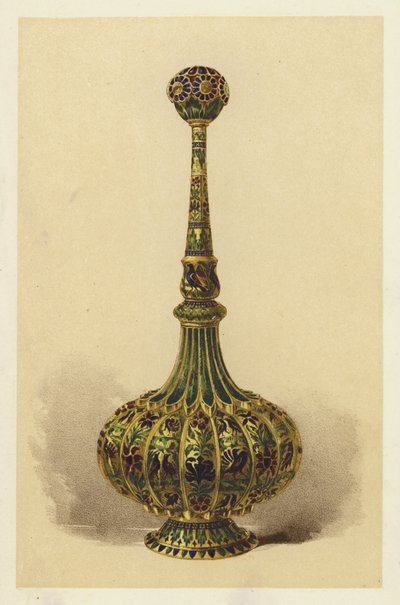 Rosenwasserflasche oder Sprinkler, in Silber vergoldet und emailliert von English School