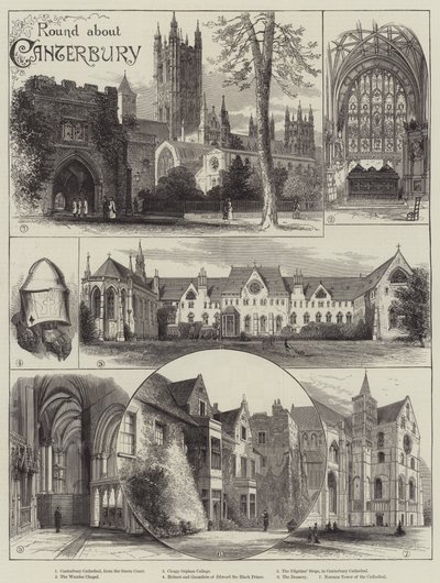Rund um Canterbury (Gravur) von English School