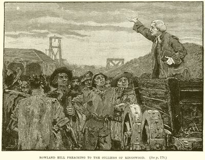 Rowland Hill predigt den Bergleuten von Kingswood von English School
