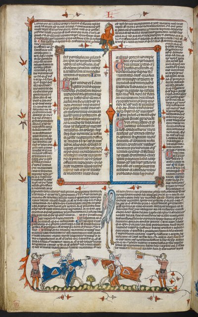 Royal MS 10 IV f.065v Ritterturnier mit Randdekoration, Illustration aus den 