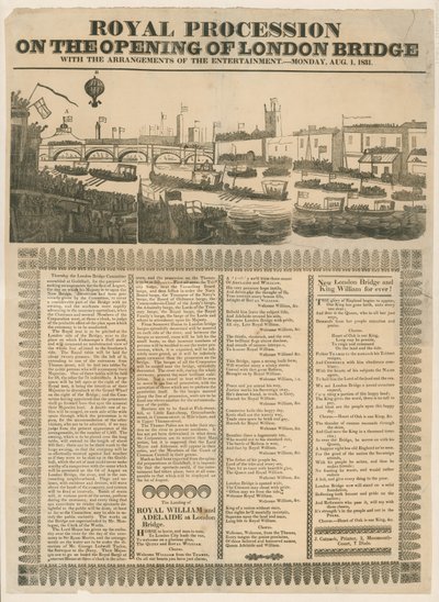 Königlicher Umzug zur Eröffnung der London Bridge, 1. August 1831 von English School