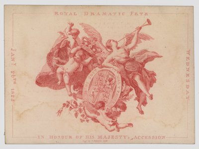 Königliches dramatisches Fest zu Ehren des Jahrestages der Thronbesteigung von König Georg IV., 26. Januar 1825 (farbige Gravur) von English School