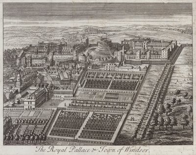 Königspalast und Stadt Windsor, Berkshire von English School