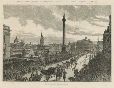 Königliche Prozession am Trafalgar Square von English School