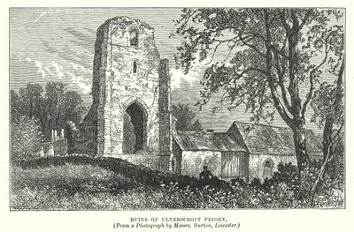 Ruinen der Ulverscroft Priory (Gravur) von English School