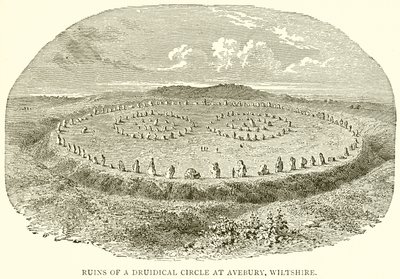 Ruinen eines druidischen Kreises in Avebury, Wiltshire von English School