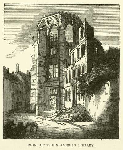 Ruinen der Straßburger Bibliothek, September 1870 von English School