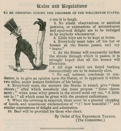 Regeln und Vorschriften, die während des Fortschritts der Wellington-Statue zu beachten sind von English School