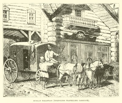 Russischer Tarantass, federloser Reisewagen von English School