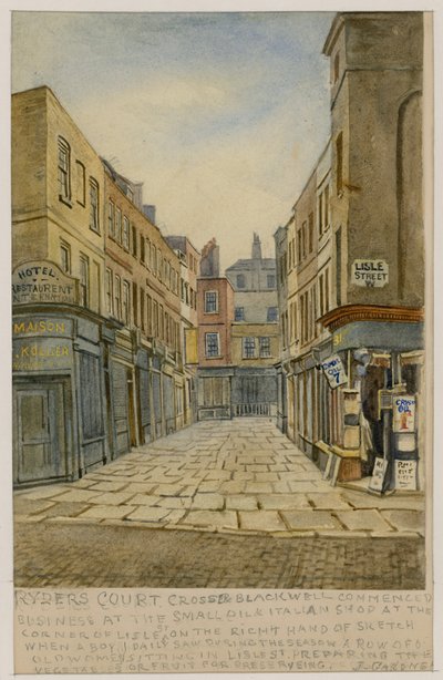 Ryders Court und die Ecke der Lisle Street, London von English School