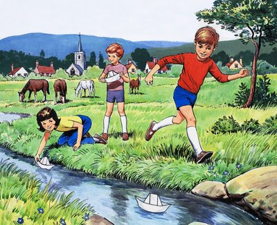 Papierboote segeln von English School