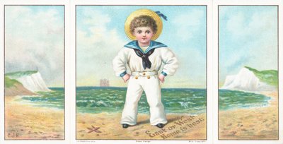 Matrosenjunge am Strand, Weihnachtskarte von English School