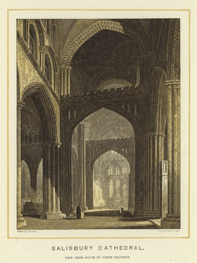 Kathedrale von Salisbury, Blick vom Süden zum Nordtransept von English School