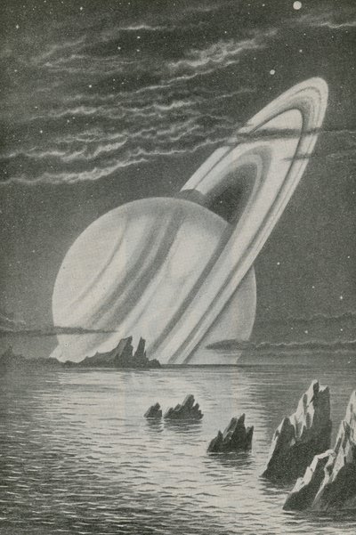 Saturn wie eine untergehende Sonne von English School