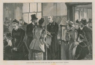 Szene bei der Admiralität nach der Nachricht vom Verlust der Victoria von English School