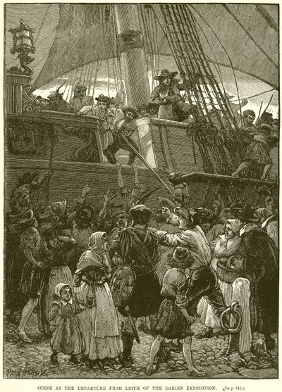 Szene bei der Abfahrt der Darien-Expedition von Leith von English School