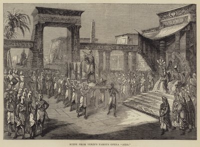 Szene aus Verdis berühmter Oper "Aida" (Gravur) von English School